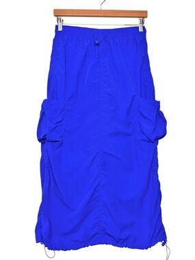 Love Tree Cobalt Blue Utility Maxi Skirt Cargo Pockets Size Small Parachute Y2K